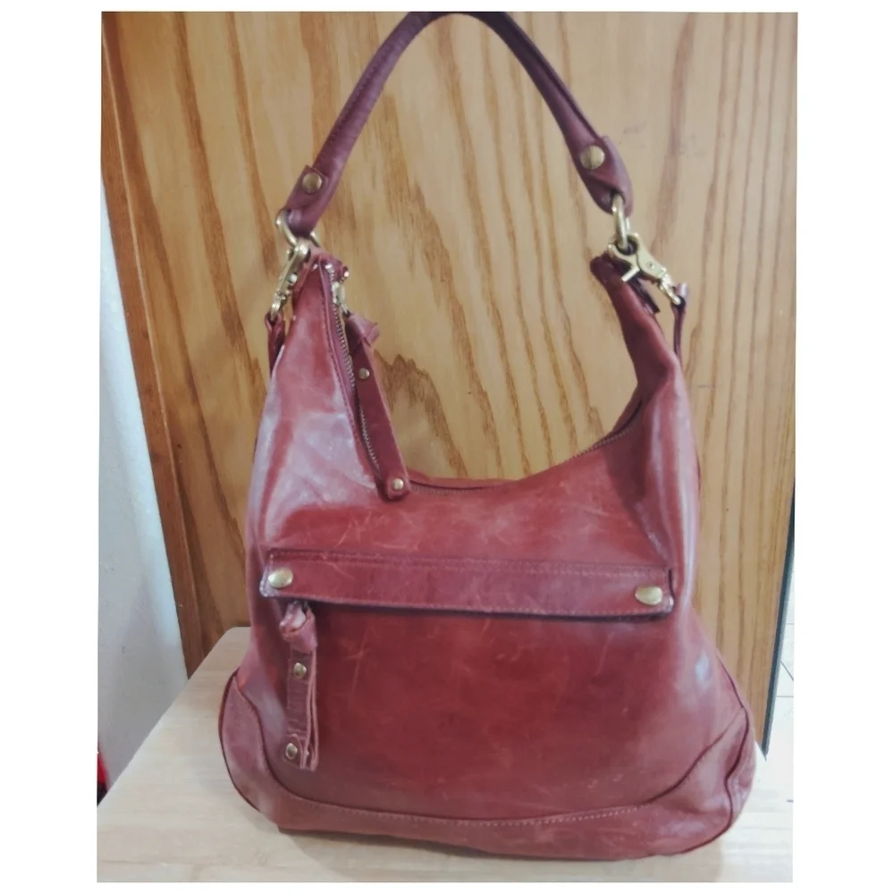 Frye Cognac Brown Leather Hobo Bag Minimalist Shoulder Purse